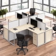 thumbnail image 3 of Easy Office 2 Person Cubicle Desk in Natural Elm - Engineered Wood, 3 of 7