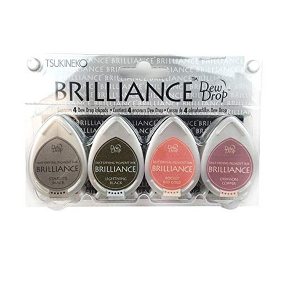 Tsukineko 4-Pack Brilliance Dew Drop Inkpads, Two Tone