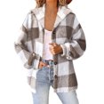 thumbnail image 2 of Women's Plaid Hooded Lined Jacket Warm Cozy Button Up Casual Outerwear For Fall Winter Seasons, 2 of 2