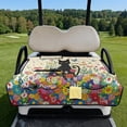 thumbnail image 2 of Xixirimido Golf Cart Seat Cover Quilted Golf Cart Seat Towel Blanket with 4 Pockets & Non Slip Backing Universal Fit for 2 Person Seats Carts, Cat Butterfly Colorful Hippie Flower, 2 of 8