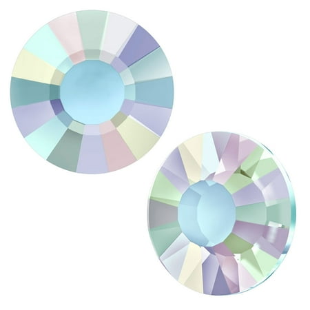 - Swarovski Crystal, Low Profile Round Flatback Rhinestone Hotfix SS10 3mm, 36 Pieces, Crystal AB F