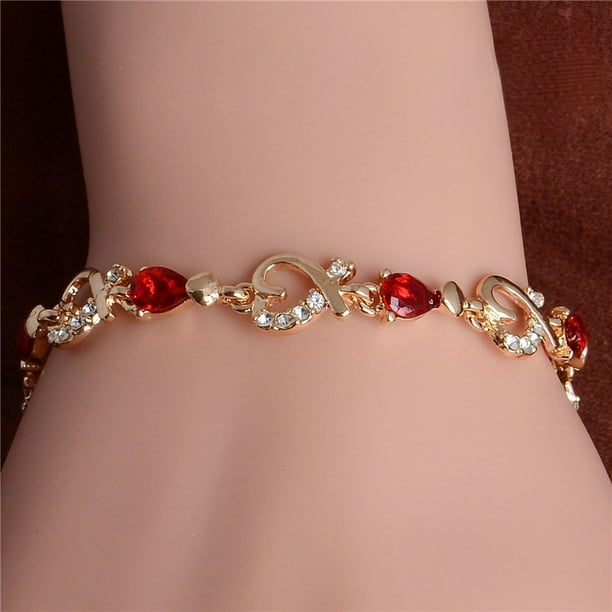 Pulsera De Moda Para Mujer/Lady Chapado En Oro De 18 Quilates Corazón 5 Colores Pulseras