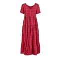 thumbnail image 6 of Iyufng Women's Checkered Dresses V-Neck Short-Sleeve Pleated Dress, 6 of 6