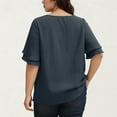 thumbnail image 5 of Agkizg Plus Size Tiered Sleeve Split Hem Shirt, Women's Double Layer Ruffle Blouse, Elegant Casual Round Neck Top, Flowy Summer Tunic with Side Slits, 5 of 5