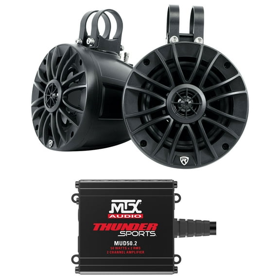 2) Rockville UT525B UTV/ATV 5.25" Rollbar Speakers MTX Audio 2-Channel Amplifier