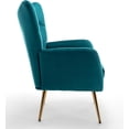 thumbnail image 3 of US Pride Furniture  Mid-Century Velvet Accent Armchair for Living Room Bedroom or Home Office Button-Tufted Wingback Design with Gold Flared Legs Dark Teal, 3 of 4