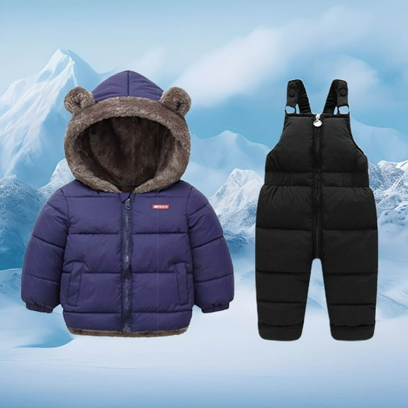 Snow Suit for Kidss 2 Piece Warm Windproof Kids Ski Jacket and Snow Bibs Kids Sets Kids Boy Coat 5-6 Years