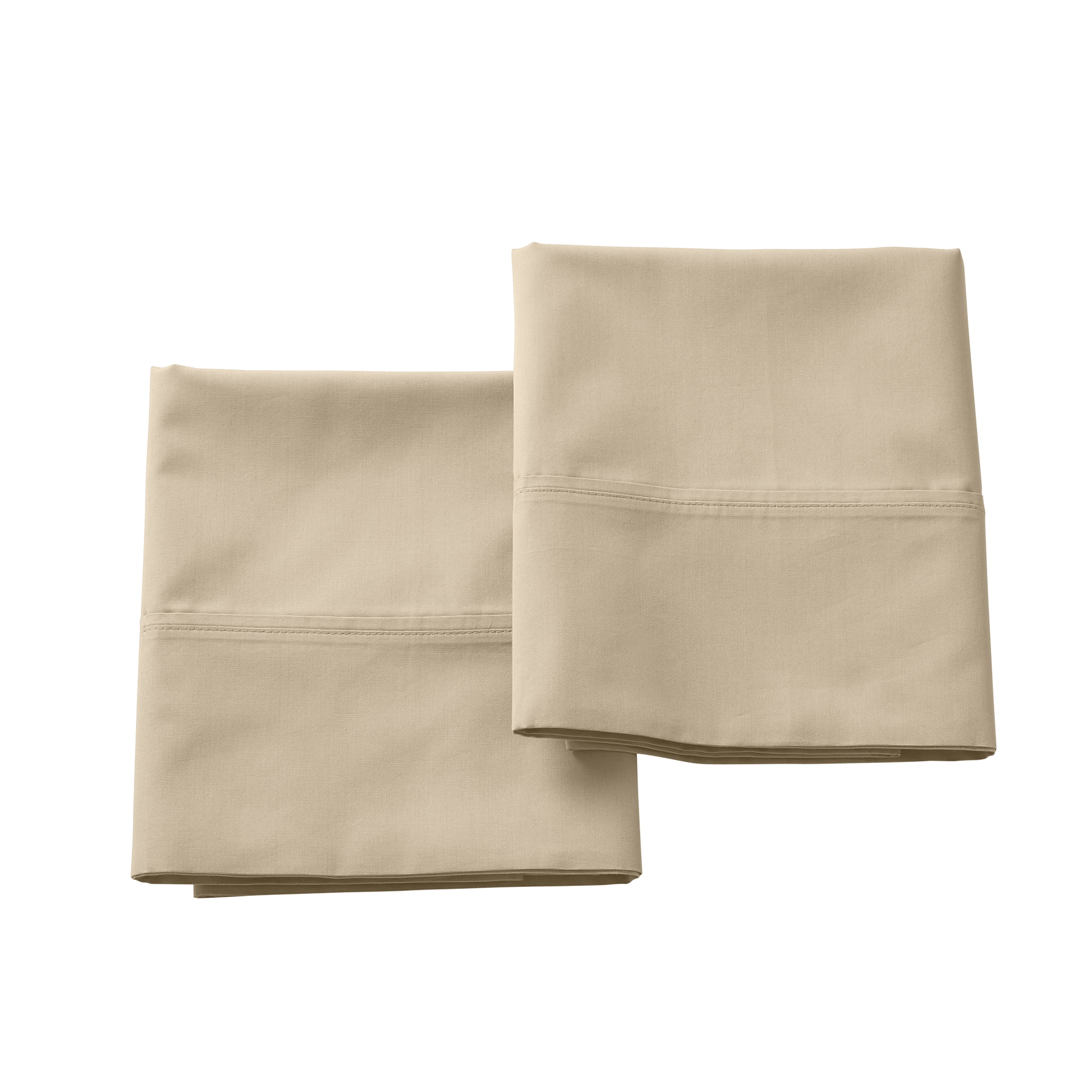 Better Homes & Gardens 2-Piece 300 Thread Count Percale Almond Biscuit Cotton Pillowcases, Standard/Queen