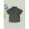 thumbnail image 4 of Arvbitana Toddler Boys Summer Casual Denim Shirt Solid Color Short Sleeve Button Down T-shirt, 4 of 8
