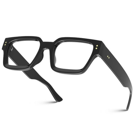 Sunier Non-Prescription Clear Lens Square Frame Glasses for Women, Thick Frame Fashion Eyeglasses UV400 Protection