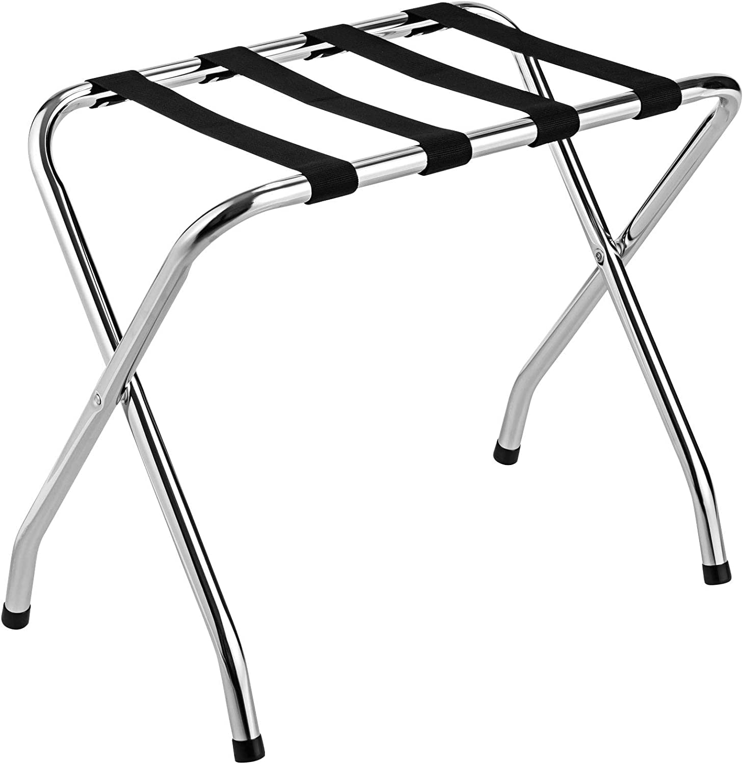 Chrome Luggage Rack For Guest Room, No Assembly Required, Folding Metal
