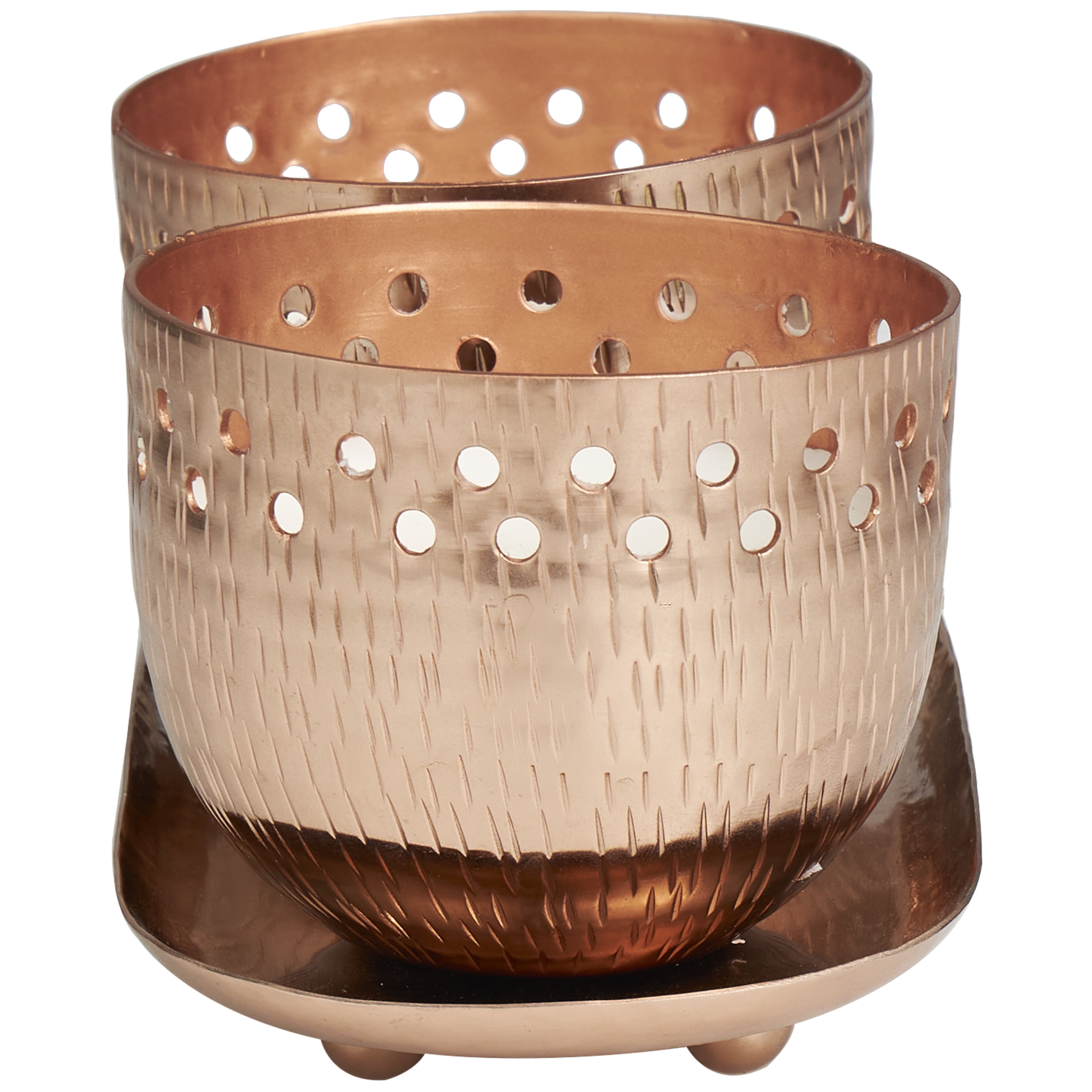 CosmoLiving by Cosmopolitan 2 Holder Copper Metal Sauvignon Blanc Scented Cutout Spotted 7 oz 1 Wick Candle with White Wax, (Set of 2)
