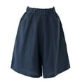 thumbnail image 4 of Pitauce Womens Wide Leg Linen Shorts Casual Loose Baggy Bermuda Shorts Summer Palazzo Lounge Shorts with Pockets, S-4XL, 4 of 4
