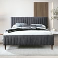 thumbnail image 6 of Omax Decor Spencer Wood/Fabric Upholstered Queen Platform Bed in Dark Gray, 6 of 7