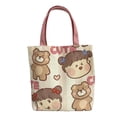 thumbnail image 1 of Bolso de lona para mujer, bolsa de tela para compras de gran capacidad, reutilizable, con bonito patrón de dibujos animados, tipo 1, tamaño libre, 1 of 12