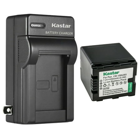 Kastar 1-Pack VW-VBN260 Battery and AC Wall Charger Replacement for Panasonic HC-X900GK HC-X900K HC-X900M HC-X900MGK HC-X909 HC-X910 HC-X920 HC-X920M HDC-HS900 HDC-HS900GK HDC-HS900GK-3D