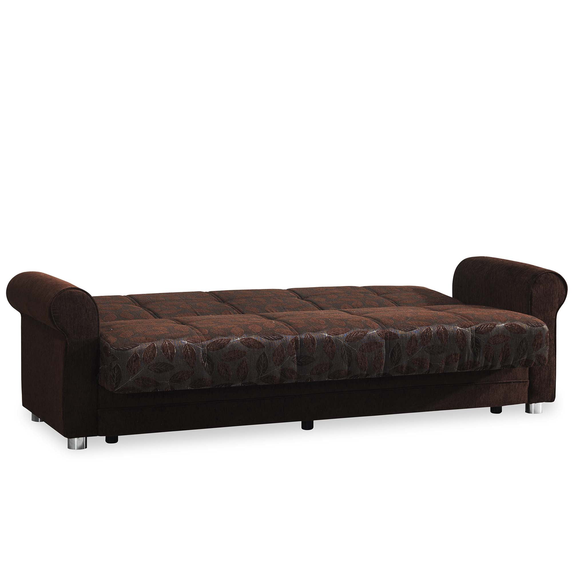 Ottomanson Convertible Sleeper Sofa Bed with Hidden Storage, Firm Comfort Couch, Brown