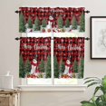 thumbnail image 2 of Snowman Merry Christmas Kitchen Curtains and Valances Set, Red Plaid Winter Socks Xmas Tree Rod Pocket Window Valance Window Curtain Panels for Living Room Bedroom Laundry, 27.5x36in, 3 Pieces, 2 of 7