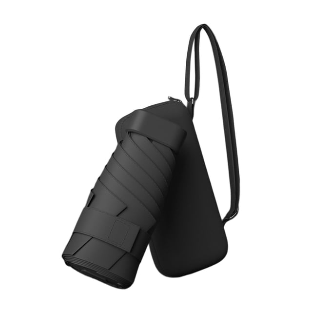 Mini paraguas de viaje, fuerte protección solar, paraguas de lluvia, pequeño y plegable. Negro