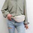 thumbnail image 4 of Rhombic Pattern Riñonera PU Bum Belt Travel Zip Chest Sling Monedero (Blanco), 4 of 5