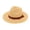 Khaki, variant on Women’s Double Leather Buckle Band Indent Crown Vintage Western Vacation Straw Hat with Oversized Straight Brim for City Shopping Purple