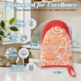thumbnail image 2 of 2 Pcs Oven Mitts Non-Slip Cotton Mitts Set for Kitchen Baking Cooking,Boho Orange And White Floral Pattern, 2 of 7