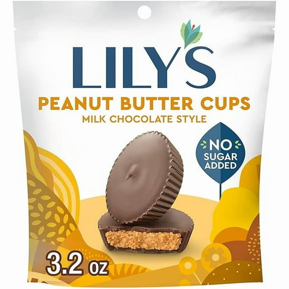 LILY'S Milk Chocolate Style Peanut Butter Cups No Sugar Added, Sweets Bag, 3.2 oz