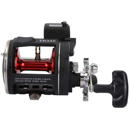 Black Troll Seawater Reel Drum Fishing Reel Wheel TR345 Troll Reel with Line Counter