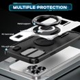 thumbnail image 6 of Case for iPhone 14 Pro,Carbon Fibre Dissipate Heat TPU+PC [Built-in Rotatable Magnetic Kickstand] Heavy Duty Drop Protection Shockproof Phone Case for iPhone 14 Pro,6.1 inch 2022 (White), 6 of 18