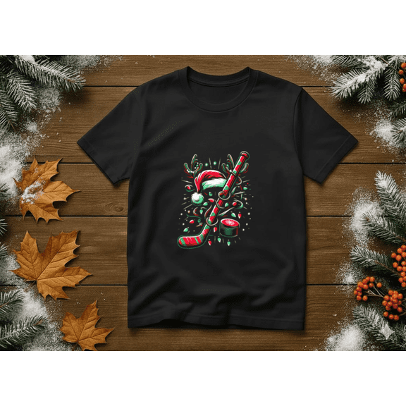 Christmas Ice Hockey Unique Festive Player Holiday Sports Unisex T-Shirt, up to size 5XL