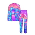 thumbnail image 4 of Men's Pajamas Set Comfy Lounge Two Piece Long Sleeve Pjs Soft Sleepwear, Magic Mushroom Geometry Psychedelic, 4 of 6
