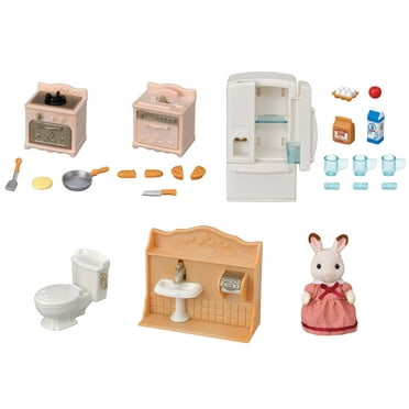 Calico Critters Playful Starter Furniture Set, Dollhouse Furniture Set With Figure And Working Appliances
