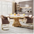 thumbnail image 4 of Heavenly Collection White Marble Dining Table with gold finish base, 4 of 4