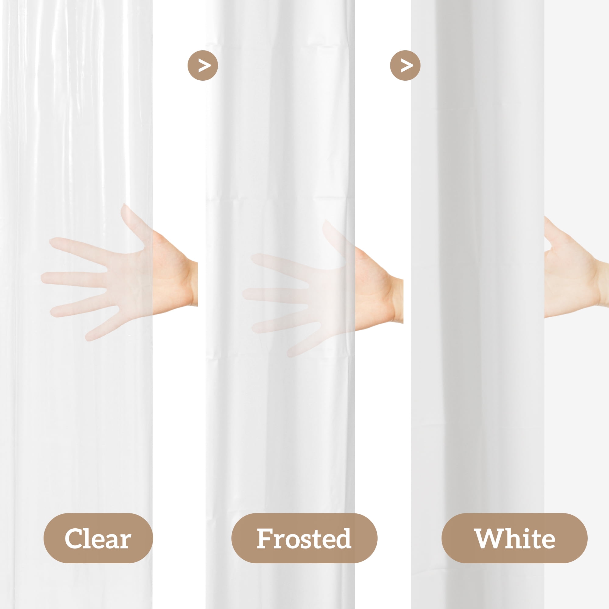 "Barossa Design PEVA Shower Curtain Liner, 36""x72"", White, Mildew Resistant, Weighted Small Size" (图3)