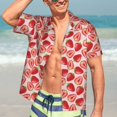 thumbnail image 7 of Honeii Cute Strawberry Print Men’s Hawaiian Shirt,Classic Button-Down Short Sleeve Shirt, for Beach, Vacation, and Outdoor Activities,Large, 7 of 7