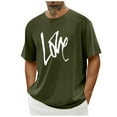 thumbnail image 2 of UVEASISHA Valentine Day T Shirts for Men Short Sleeve Crewneck Tee Love Letter Print Tshirts Casual Regular Fit Gym Workout Shirt Holiday Gifts Army Green XL, 2 of 4