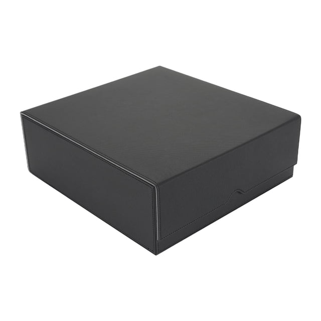 Caja de baraja de cartas con cierre magnético, de piel sintética, para colección. Negro Gris