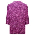 thumbnail image 5 of EQWLJWE Glitter Sequin Tops for Women Fall Casual V Neck 3/4 Sleeve Loose Tee Shirts Sparkly Printed Comfort Tunic Blouses for Art Deco Party Club (Purple,S-5Xl), 5 of 5