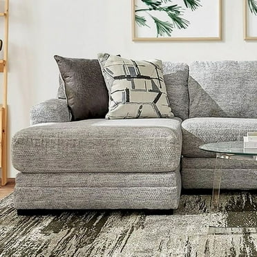 Contemporary Gray Plush Chenille Sectional Sofa FOA SM5192 Waltham