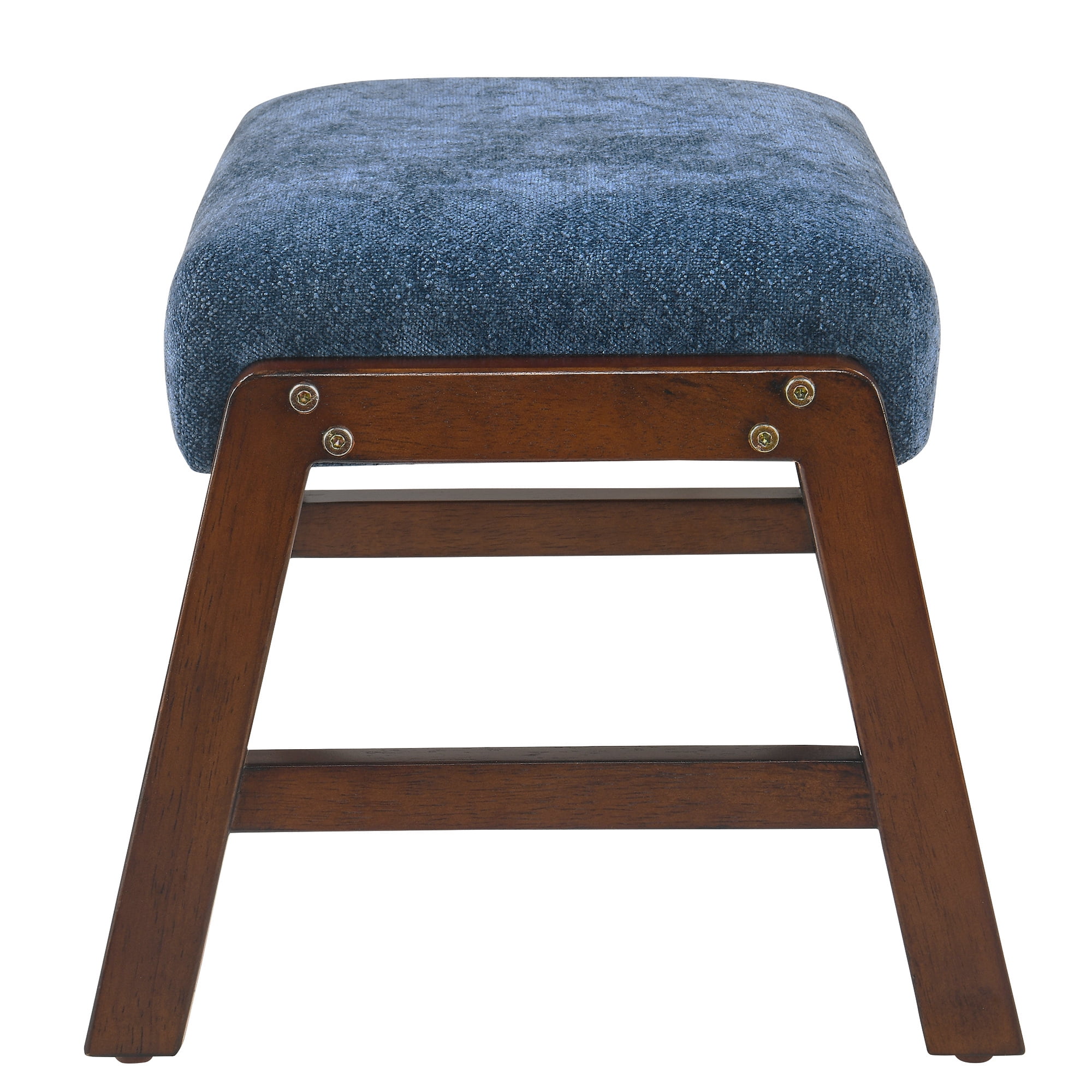 Small Footstool Ottoman, Fabric Wooden Foot Rest Ottoman with Wood Legs, Small Foot Stool Sofa Footrest Extra Seating for Living Room Entryway Office, Royal Blue