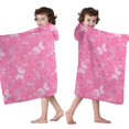 thumbnail image 4 of Pink Butterfly Pattern Hooded Bath Towel，50"x30" for Ages 3 To 12 Kids, Quick Dry Lightweight Soft Microfiber Hood Beach Towel Cover Up for Kids, 4 of 7