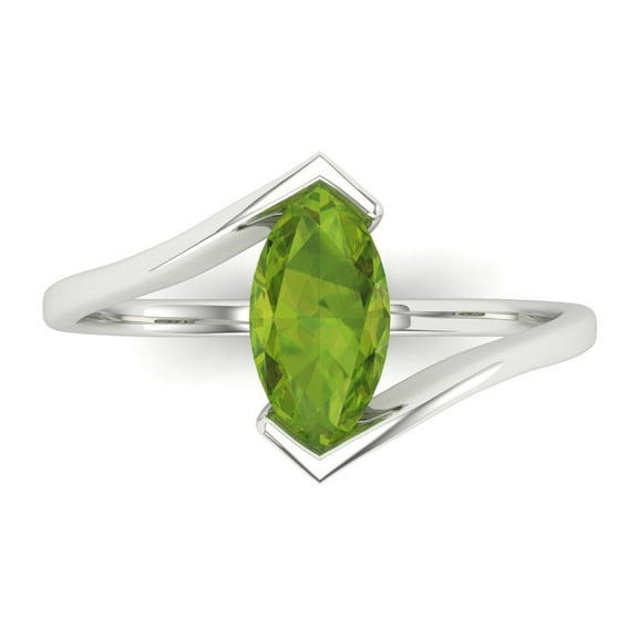 Solitaire Engagement Ring for Women - 1ct Natural Peridot in 14K White Gold Promise Ring