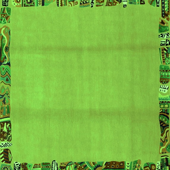 Ahgly Company Indoor Square Abstract Green Modern Area Rugs, 5' Square