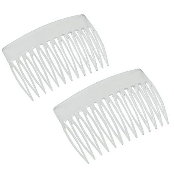 Parcelona French Bold Edge Clear Small Celluloid 13 Teeth Side Hair Combs- 2Pcs