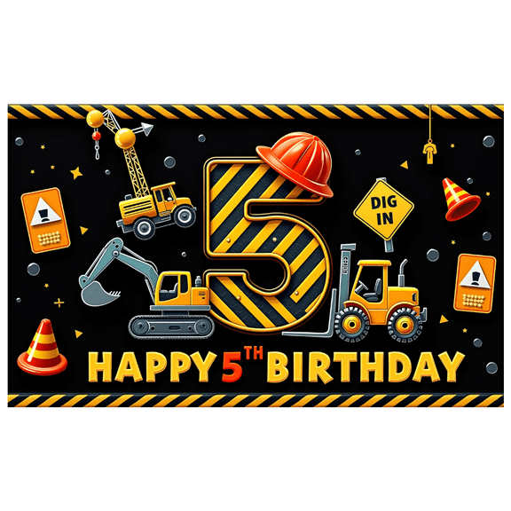 Construction Theme Happy Birthday Banner Kids Decor Dig In Party Decoration for Birthday Party Kids Celebration Indoor Decoration