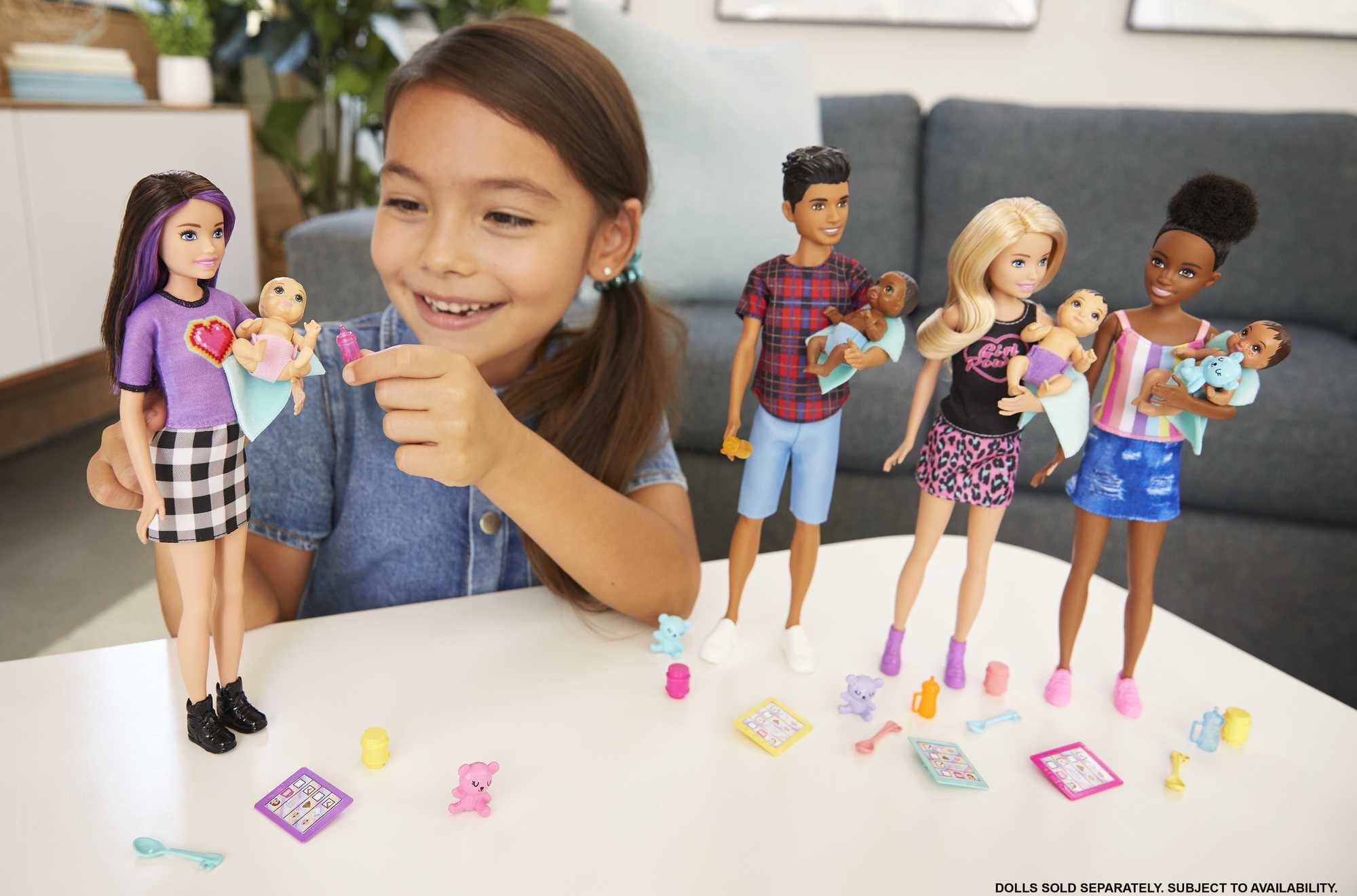 Barbie Skipper Babysitters Inc Set with Skipper Doll in Checked Skirt, Baby Doll & 4 Themed Pieces