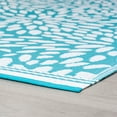 thumbnail image 5 of 9x12 Waterproof, Reversible Plastic Straw Outdoor Rugs for Patios | Also for Camping, RV, Deck, Porch, Balcony, Camp, Patio | Aqua, Floral | Size: 8'10'' x 11'10'', 5 of 7