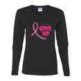 thumbnail image 2 of Wild Bobby, Never Give Up Fight Cancer, Breast Cancer Awareness, Women Graphic Long Sleeve Tee, Black, Small, 2 of 4