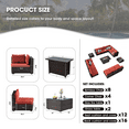 thumbnail image 6 of Gaildon 15 Pieces Patio Furniture Set with Fire Pit Table, All Weather Outdoor Sectional PE Rattan, Patio Conversation Sets Cushions & Black-glass Coffee Table for Garden Lawn Balcony Porch Deck,Red, 6 of 10