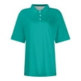 thumbnail image 3 of Women's Casual Short Sleeve Polo Shirt Soft Cotton Blend, Classic Fit, Button-Down Collar, Pink, 3 of 4